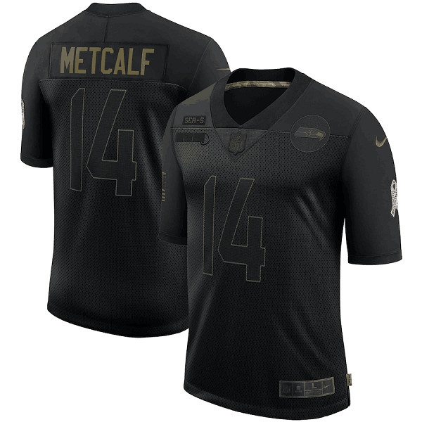 Men's Seattle Seahawks 14 D.K. Metcalf 2020 Black Salute To Service